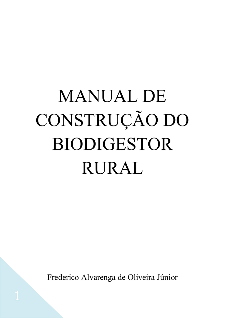 Capa do material: Manual de Construção do Biodigestor Rural