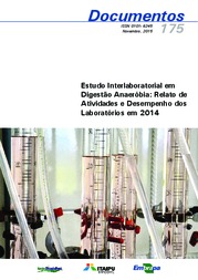 Capa do material: Estudo interlaboratorial em digestão anaeróbia: relato de atividades e desempenho em 2014