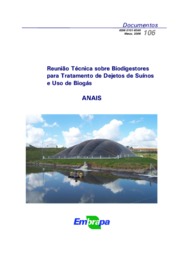 Capa do material: Reunião Técnica sobre Biodigestores para Tratamento de Dejetos de Suínos e uso de Biogás